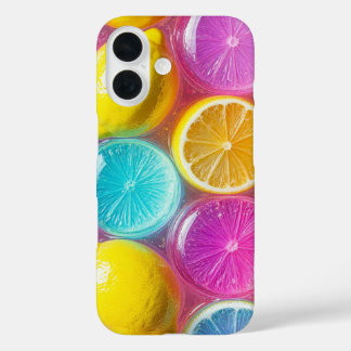 Funda iPhone 16 Colorful Fruit Slice Design with Glossy Texture