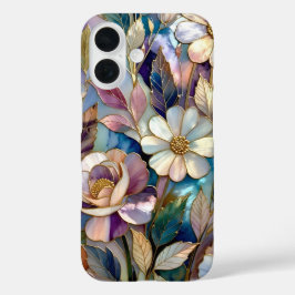 Funda iPhone 16 Colorful Stained Glass iPhone Case Purple Flower