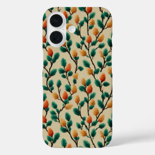 Funda iPhone 16 Coloridas ramas de pinecone invernal