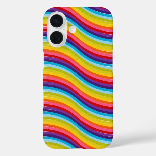 Funda iPhone 16 coloridas rayas contemporáneas (Reverso )