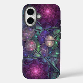 Funda iPhone 16 Colorido Glittering Moderno Resumen Arte Fractal