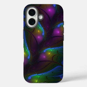 Funda iPhone 16 Colorido Luminoso Abstracto Moderno Trippy Fractal
