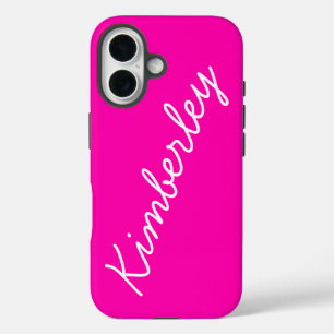 Funda iPhone 16 Colorido neón rosado Monograma Colores de moda