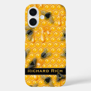 Funda iPhone 16 Combo de miel con abeja de burbujas