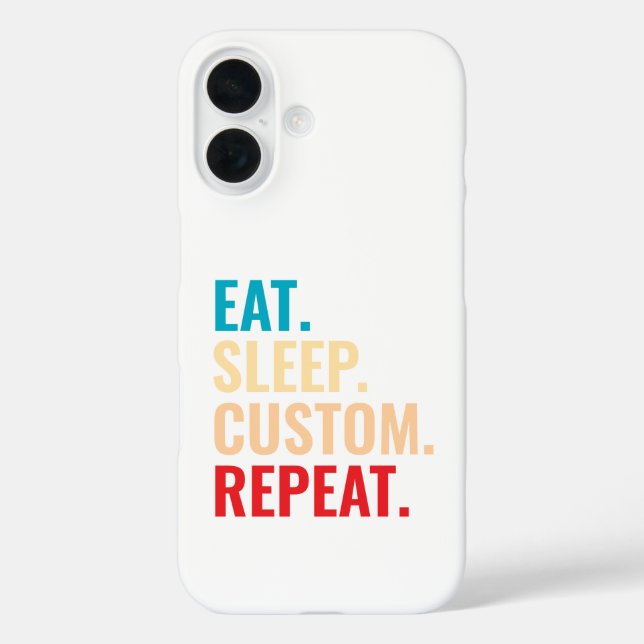 Funda iPhone 16 Comer Personalizado de sueño Repetir texto persona (Reverso )