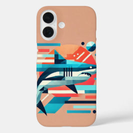 Funda iPhone 16 Composición abstracta del tiburón