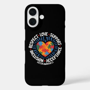 Funda iPhone 16 Conciencia del Autismo Respeto Autista Amor Apoyo