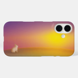 Funda iPhone 16 Conejito blanco lindo en colina de hierba al amane