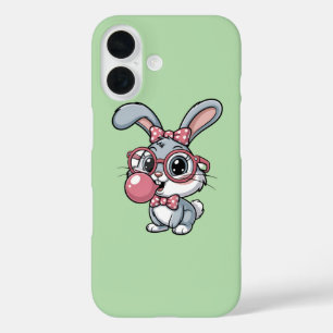 Funda iPhone 16 Conejito Lindo con Gafas Soplando Chicle