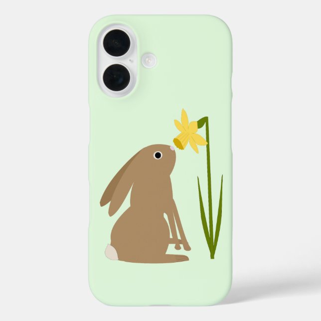 Funda iPhone 16 Conejo de conejo de pascua y flor de Daffodil (Reverso )