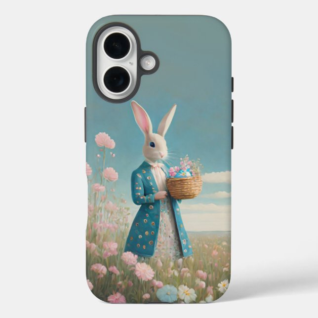 Funda iPhone 16 Conejo de Pascua con Huevos de Pascua Feliz Pascua (Reverso )