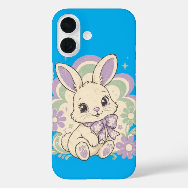 Funda iPhone 16 Conejo Pastel Groovy de los 70 (Reverso )