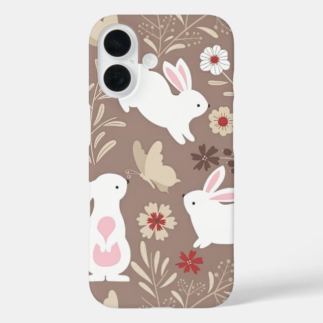 Funda iPhone 16 Conejo rústico de bosques para enfermería (Reverso )