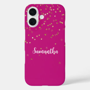 Funda iPhone 16 Confetti de espuma de oro de glam rosado Girly per