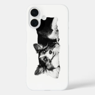 Funda iPhone 16 Confianza en corgi monocroma