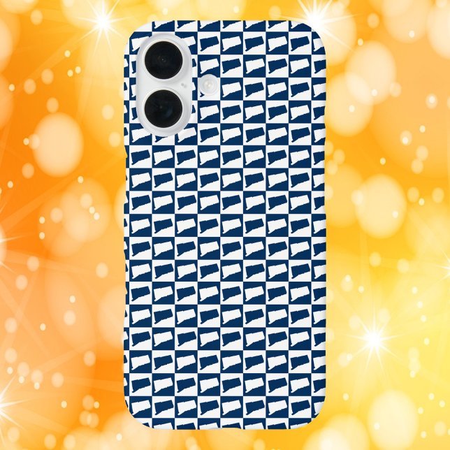 Funda iPhone 16 Connecticut State Silhouette Pattern Blue White (Subido por el creador)
