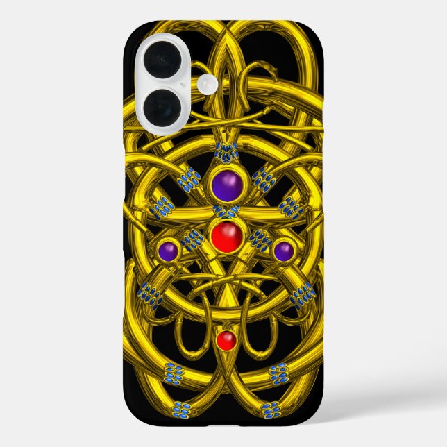 FUNDA iPhone 16 CONOCIMIENTOS CELÁTICOS DE ORO ABSTRACTO CON GEMST (Reverso )