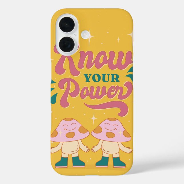Funda iPhone 16 Conozca la estética del hongo retro de poder (Reverso )