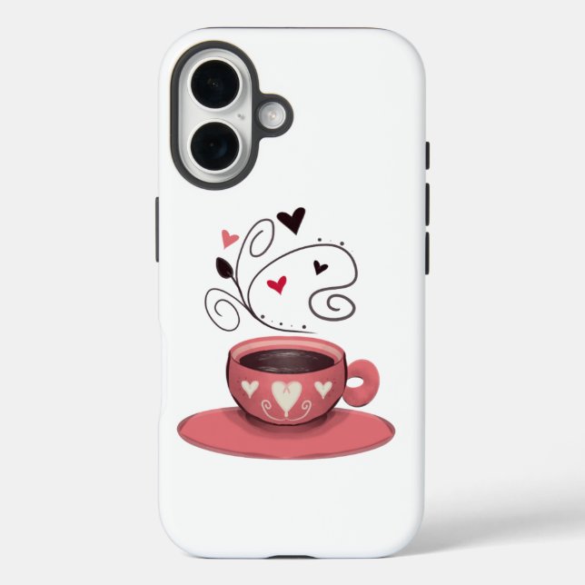 Funda iPhone 16 Copa de Café Rosa (Reverso )