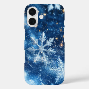 Funda iPhone 16 Copo de Nieve Brillante Glitter Invierno Navidad