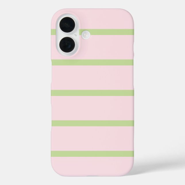 Funda iPhone 16 Coqueta Elegante Chic Pastel Verde y Rayas Rosadas (Reverso )