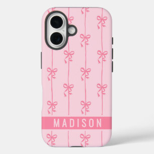 Funda iPhone 16 Coquette rosa dobla nombre moderno personalizado G
