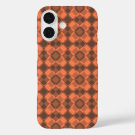 Funda iPhone 16 Coral Brown Checker Argyle Pattern