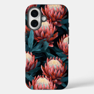 Funda iPhone 16 Coral Oscuro Negrita Protea Dura Floral
