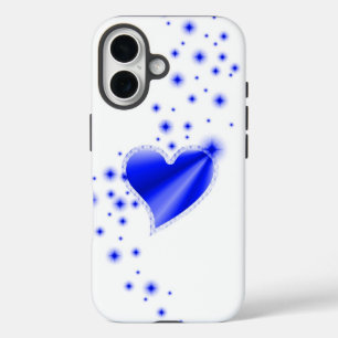 Funda iPhone 16 Corazón arcoiris azul con estrellas