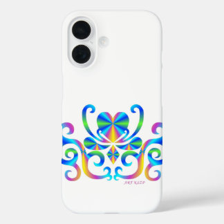 Funda iPhone 16 Corazón arcoiris y Lily