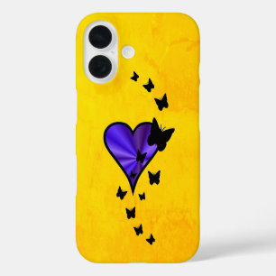 Funda iPhone 16 Corazón arcoiris y mariposa