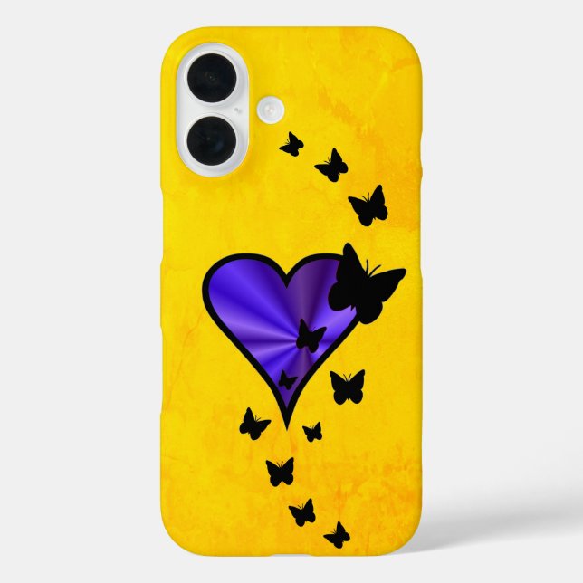 Funda iPhone 16 Corazón arcoiris y mariposa (Reverso )