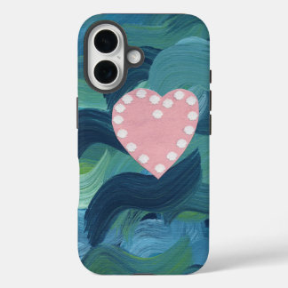 Funda iPhone 16 Corazón con conchas marinas y olas del océano