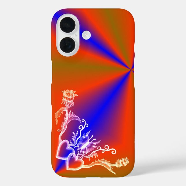 Funda iPhone 16 Corazón con Flor y Mariposa (Reverso )