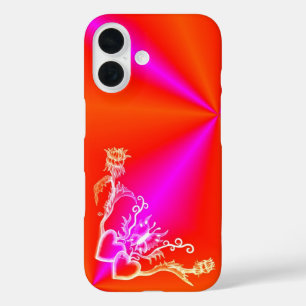 Funda iPhone 16 Corazón con flor y mariposa