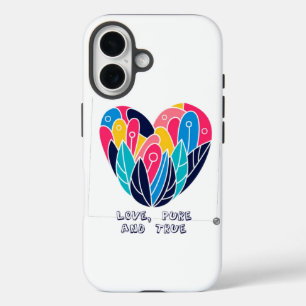 Funda iPhone 16 Corazón de las plumas vibrantes