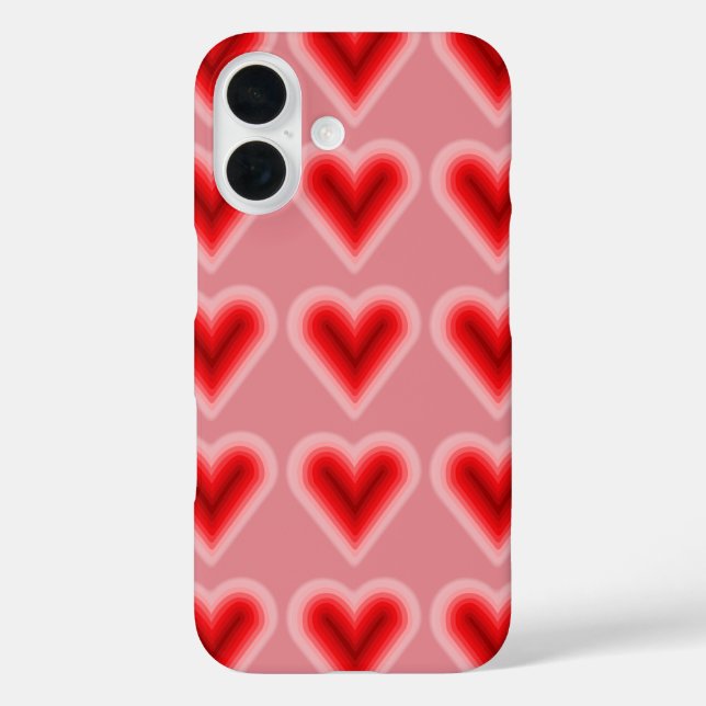 Funda iPhone 16 Corazón de San Valentín Rosa y Rojo (Reverso )