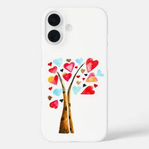 Funda iPhone 16 Corazón de valentinas acuarela arte