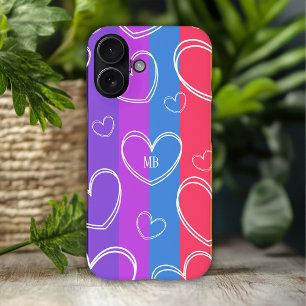 Funda iPhone 16 Corazón femenino de amor de raya moderna de monogr