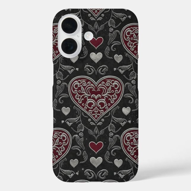 Funda iPhone 16 Corazón Negro (Reverso )