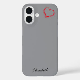 Funda iPhone 16 corazón rojo forma colorido fondo personalizado 
