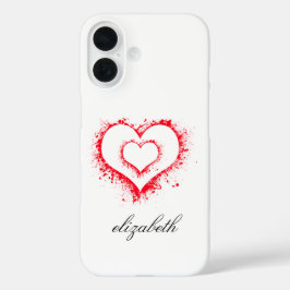 Funda iPhone 16 corazón rojo forma colorido fondo personalizado 