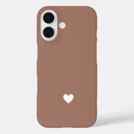 Funda iPhone 16 Corazón Simple Mocha Marrón Chic Amor Moderno