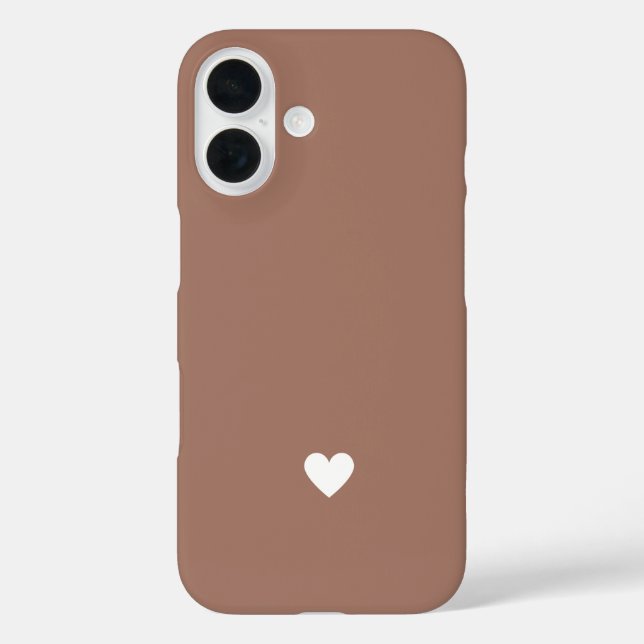Funda iPhone 16 Corazón Simple Mocha Marrón Chic Amor Moderno (Reverso )
