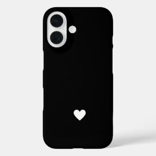 Funda iPhone 16 Corazón Simple Negro y Blanco Amor Moderno Chic
