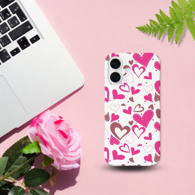 Funda iPhone 16 Corazones de amor rosados flotantes (Subido por el creador)