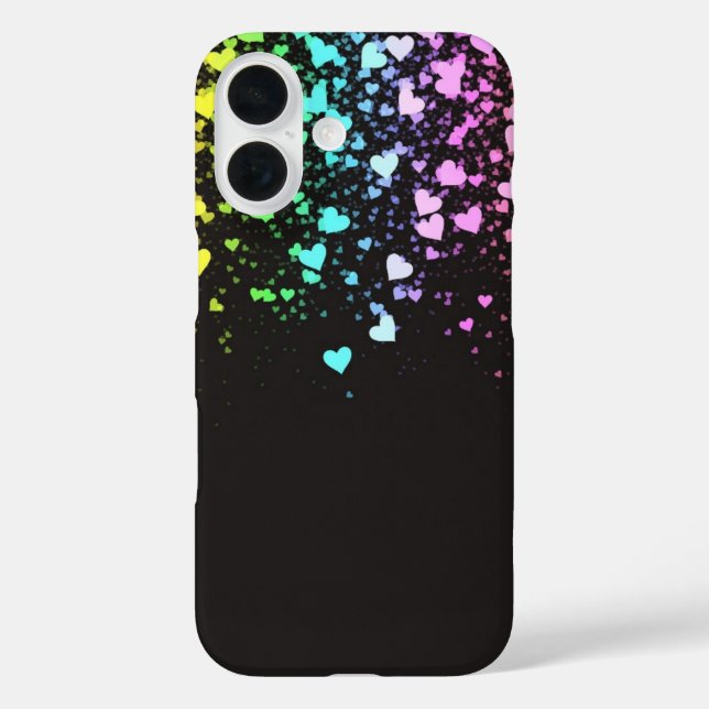 Funda iPhone 16 corazones de arcoíris (Reverso )