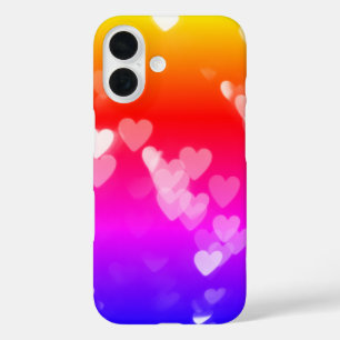 Funda iPhone 16 Corazones De Bokeh Sobre El Arcoiris Con Gradiente