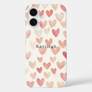 Funda iPhone 16 Corazones de Crema Rosa