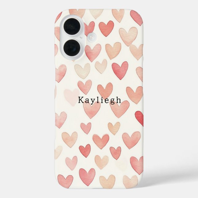Funda iPhone 16 Corazones de Crema Rosa (Reverso )
